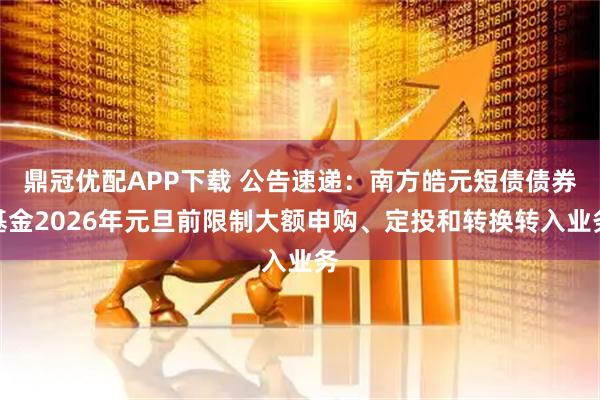 鼎冠优配APP下载 公告速递：南方皓元短债债券基金2026年元旦前限制大额申购、定投和转换转入业务